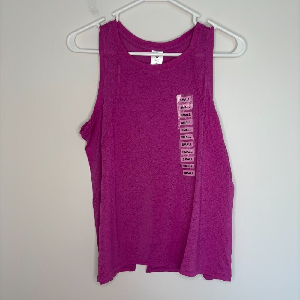 MEMBERS MARK NEW Work It Out Burnout Tank Womens S Purple Back Slit